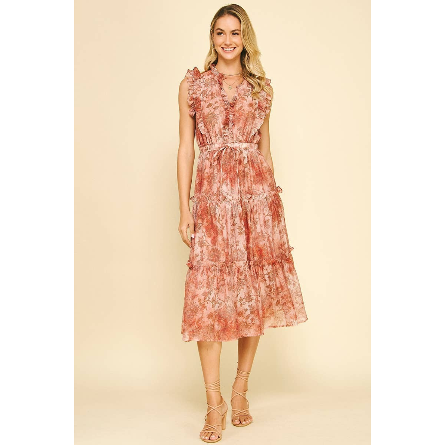 Janette- Floral Tiered Midi Dress