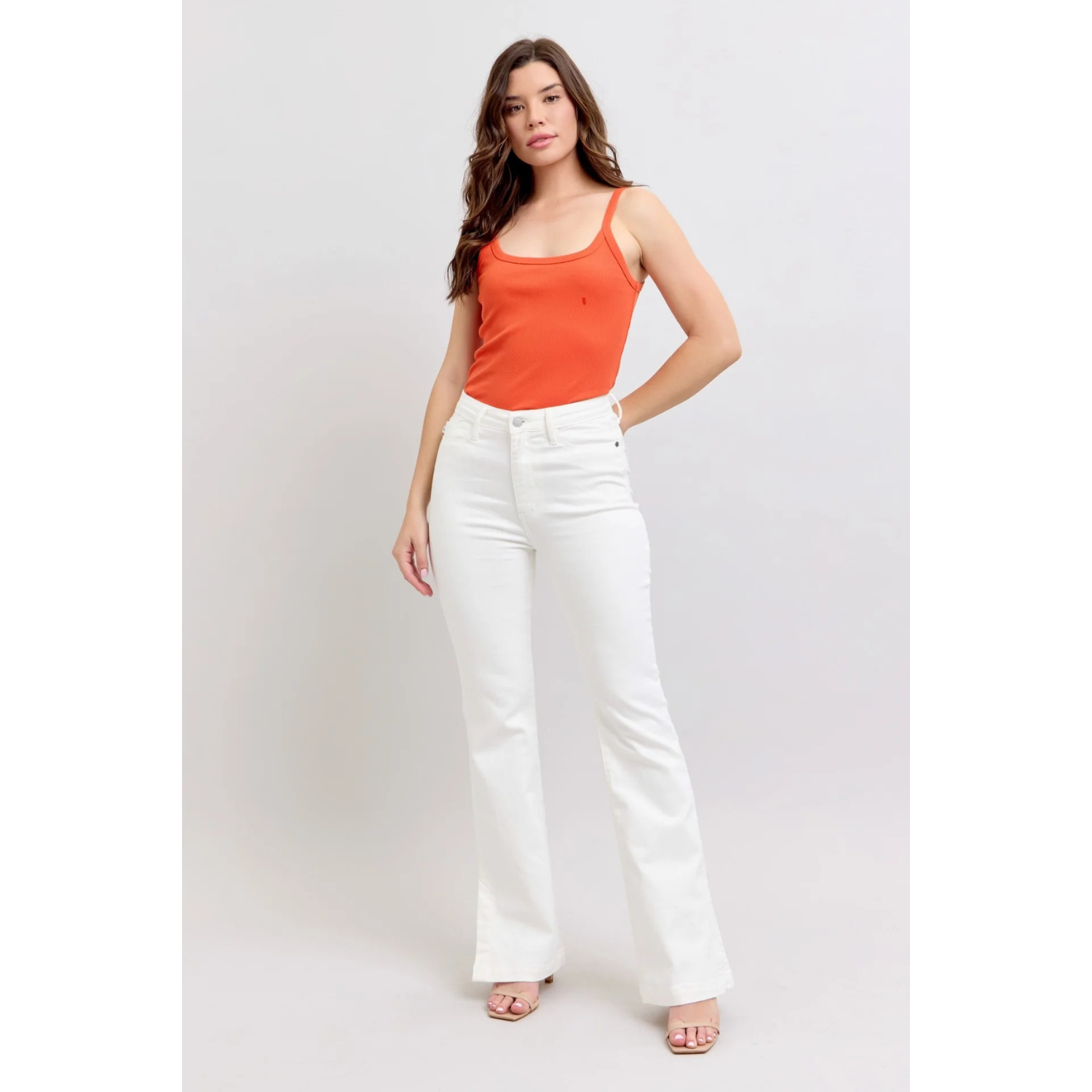Judy Blue White Side Slit Slim Bootcut Jeans - Image 2