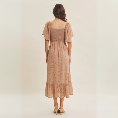 Alternative view of Ariana Square Neck Floral Chiffon Smocked Midi Dress