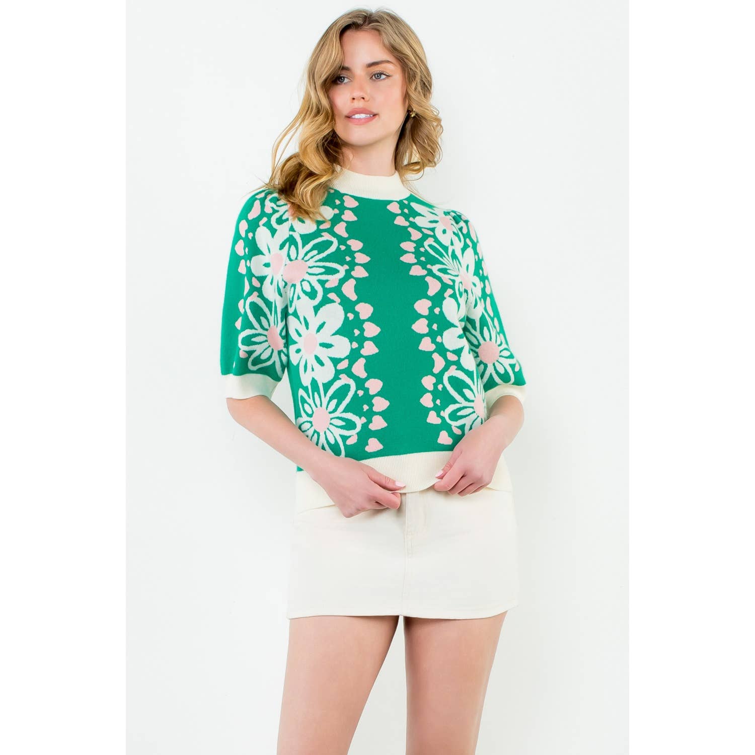Brynn - Flower Knit Sweater Top - Image 8
