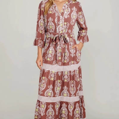 Holly - Brown Floral Tiered Maxi Dress