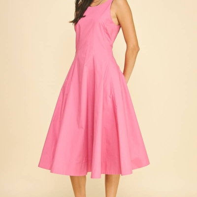 LISSETTE- FITTED BODICE FLARED MIDI DRESS - Image 3