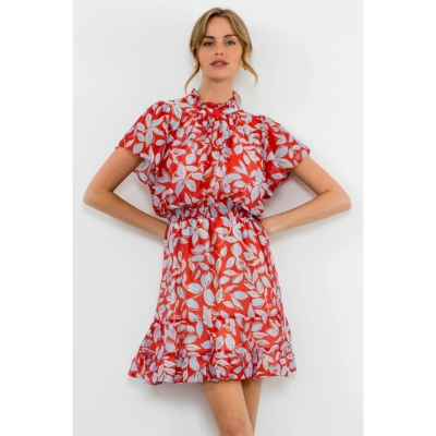 Rowena-Flutter Sleeve Print Dress - Image 4