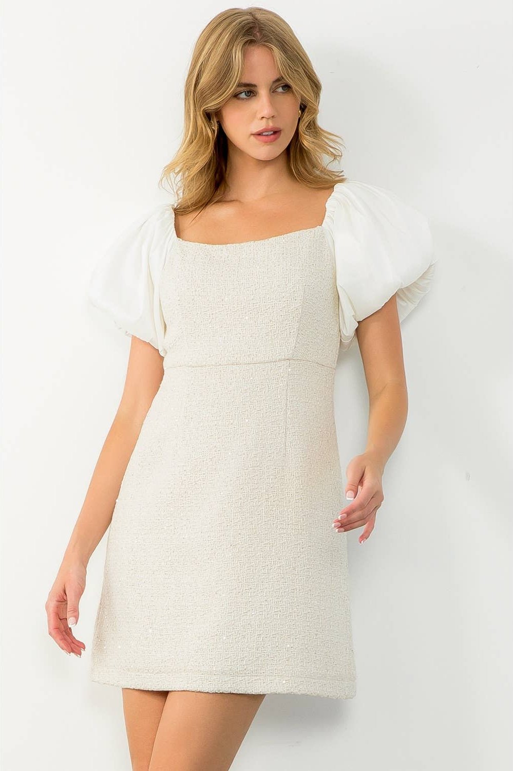 Mixed Media Tweed Dress - Image 3