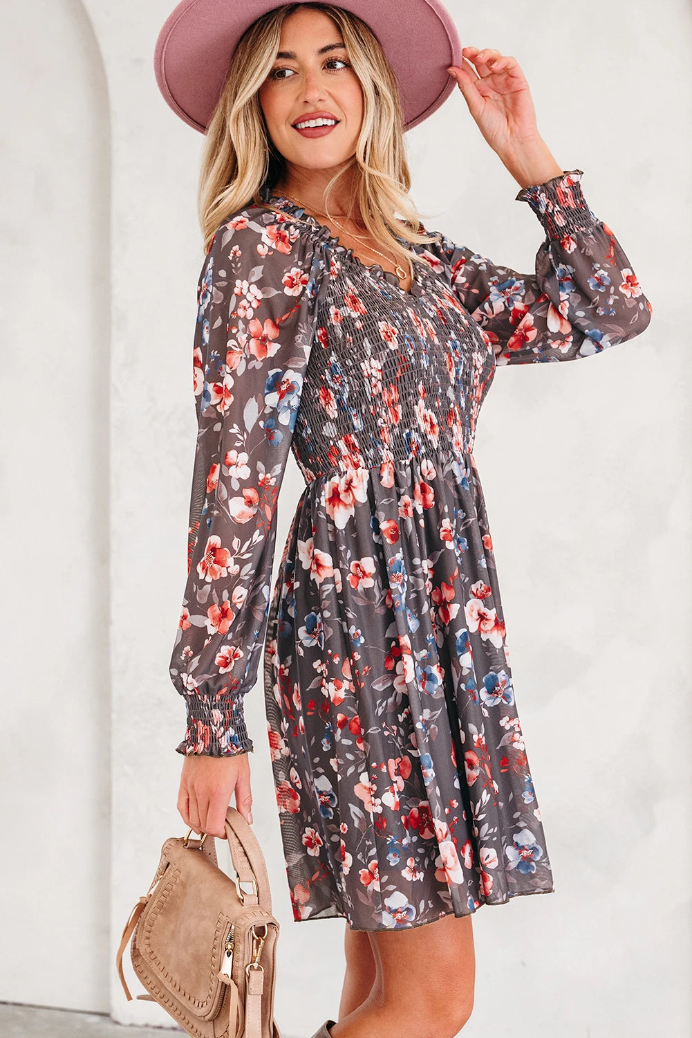 Danny - Brown Floral Mesh Mini Dress - Image 3