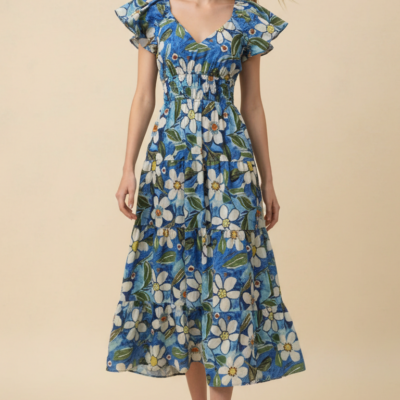 Valerie - Floral Print Tiered Midi Dress