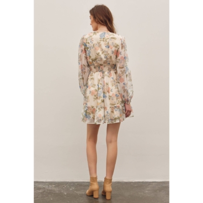 LAYLA-FRENCH FLORAL V-NECK SMOCKED MINI DRESS - Image 11