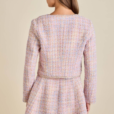 Alternative view of Sloane - Pastel Sequin Braid Detailed Round Neck Tweed Jacket & Mini Dress Set