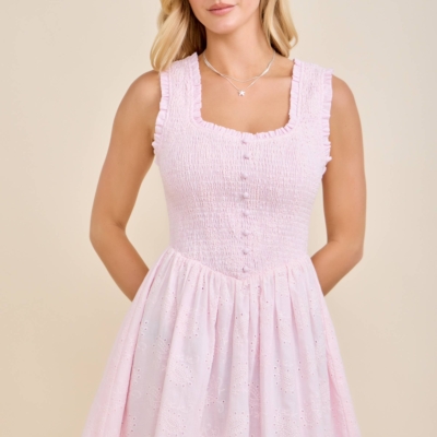 Sarah Eyelet Smocked Mini Dress – Sweet Feminine Spring Style - Image 7