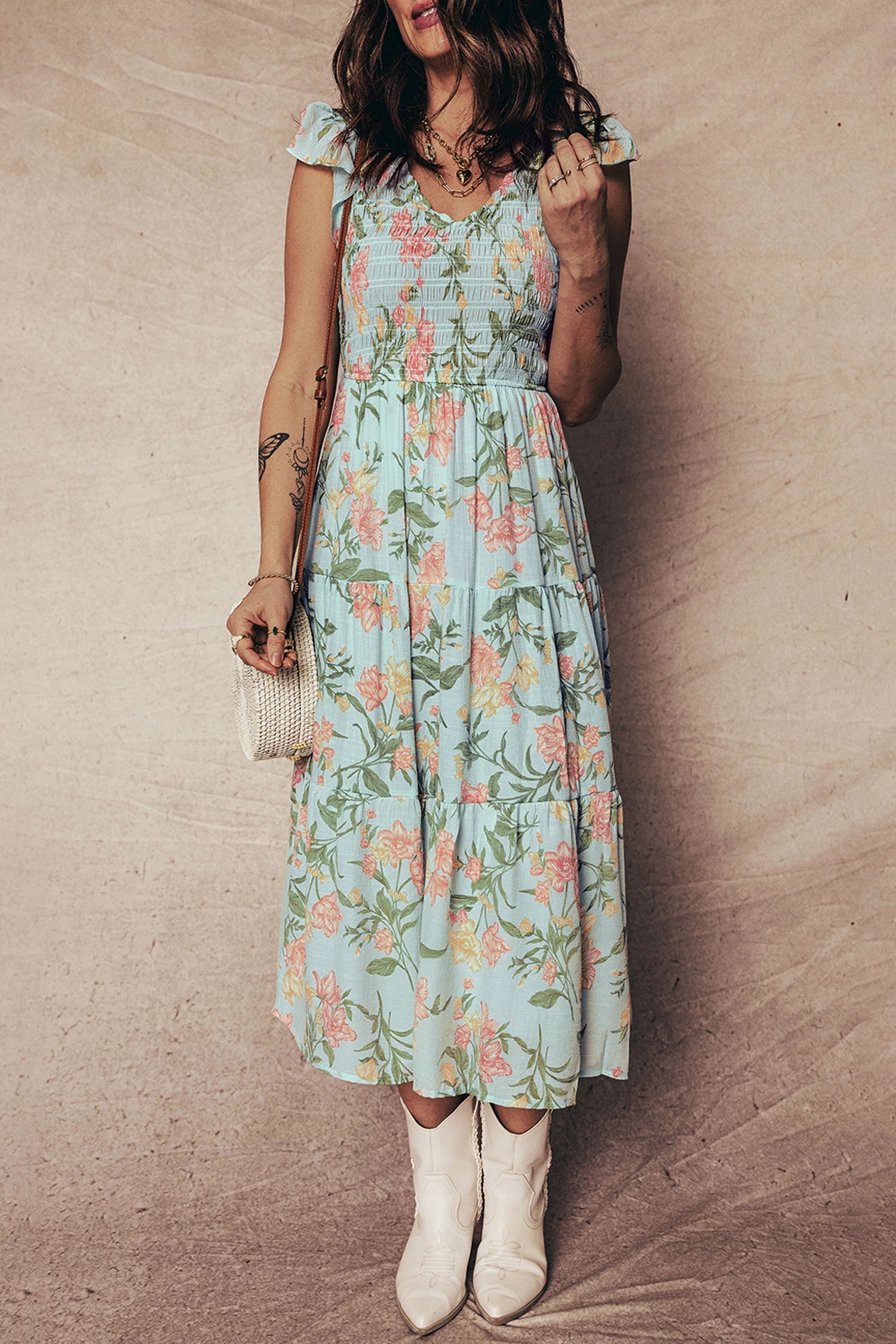 Doreen - Mint Floral Tiered Maxi Dress - Image 3