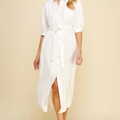 MILA- Solid Linen Midi Dress