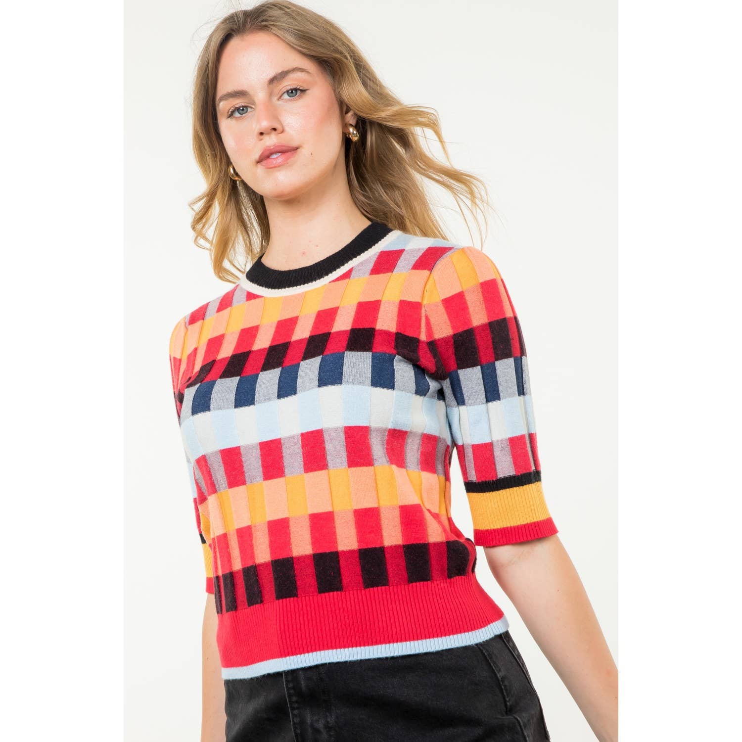 Michelle - Short Sleeve Textured Knit Top - Image 4