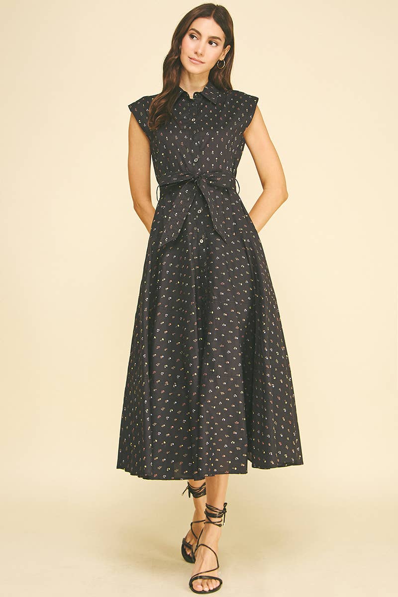 BLAIR- FLORAL BUTTON DOWN MIDI DRESS - Image 2