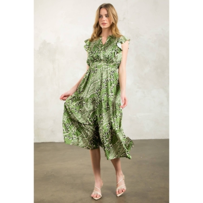 Gwen - Flutter Sleeve Print Tiered Dress - Image 7