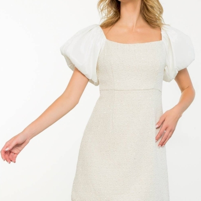 Mixed Media Tweed Dress - Image 7