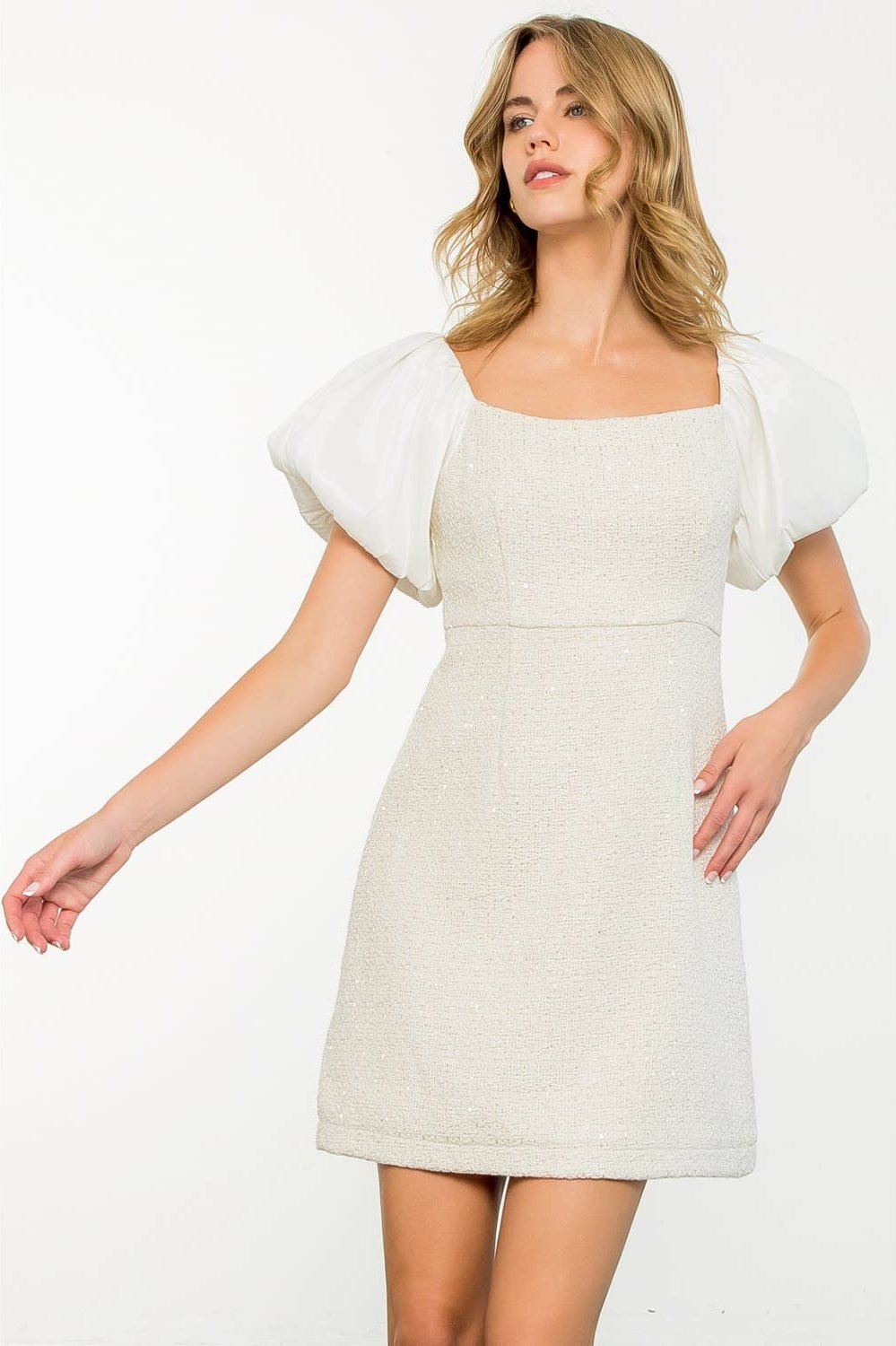Mixed Media Tweed Dress - Image 7