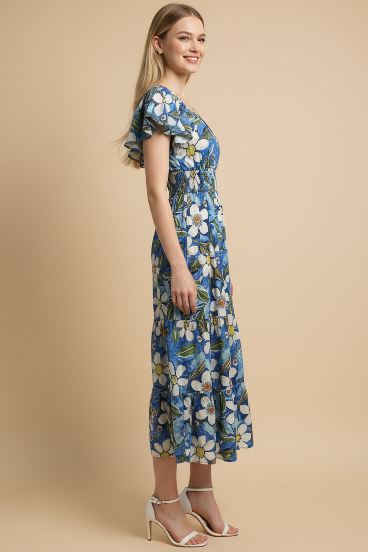 Valerie - Floral Print Tiered Midi Dress - Image 4
