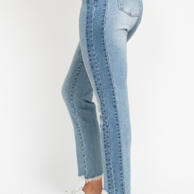 Judy Blue Vintage Wash Side Panel Detail With Fray Hem Slim Jeans - Image 3