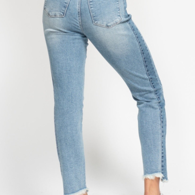 Judy Blue Vintage Wash Side Panel Detail With Fray Hem Slim Jeans - Image 4