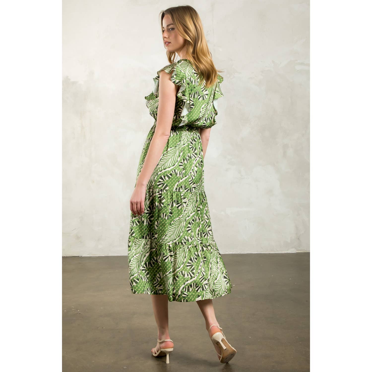Gwen - Flutter Sleeve Print Tiered Dress - Image 5