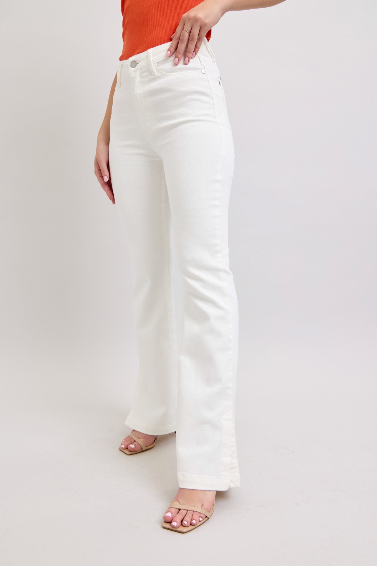 Judy Blue White Side Slit Slim Bootcut Jeans - Image 3