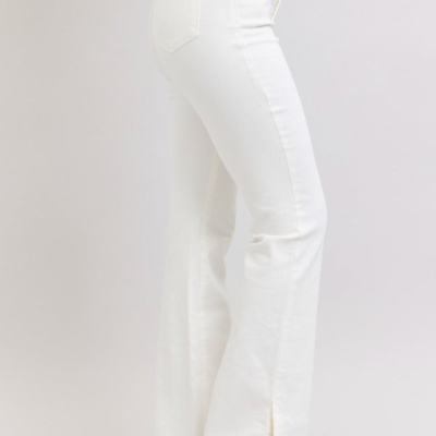 Judy Blue White Side Slit Slim Bootcut Jeans - Image 10