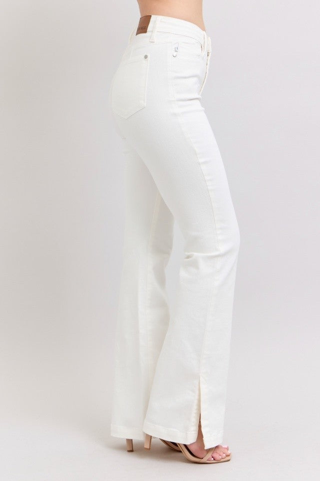 Judy Blue White Side Slit Slim Bootcut Jeans - Image 10