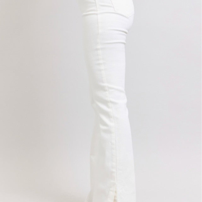 Judy Blue White Side Slit Slim Bootcut Jeans - Image 6