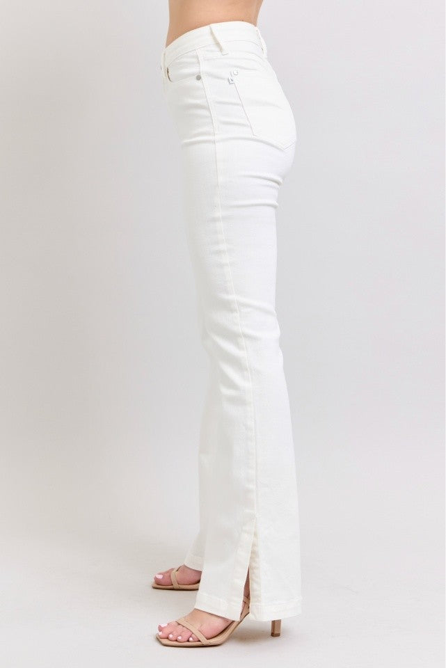 Judy Blue White Side Slit Slim Bootcut Jeans - Image 6
