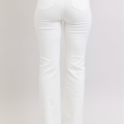 Judy Blue White Side Slit Slim Bootcut Jeans - Image 9