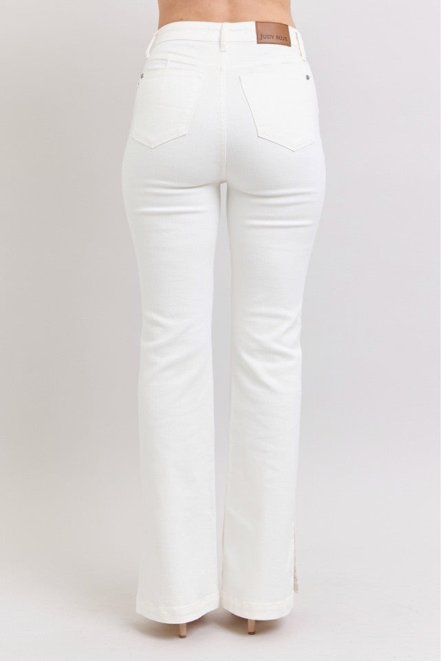 Judy Blue White Side Slit Slim Bootcut Jeans - Image 9