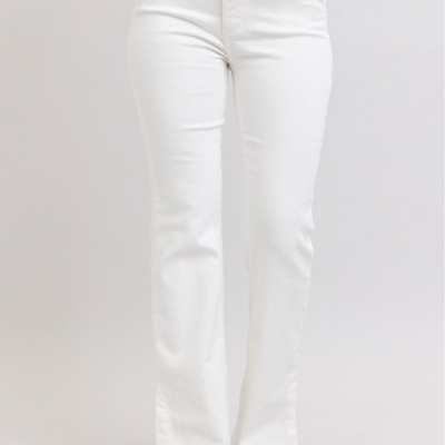 Judy Blue White Side Slit Slim Bootcut Jeans - Image 4