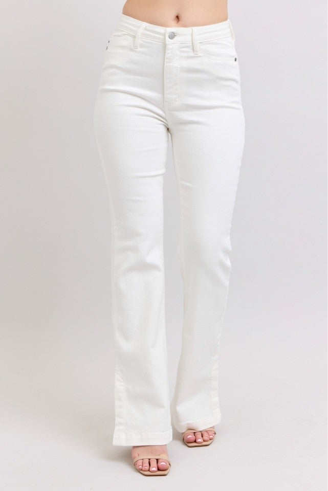 Judy Blue White Side Slit Slim Bootcut Jeans - Image 4
