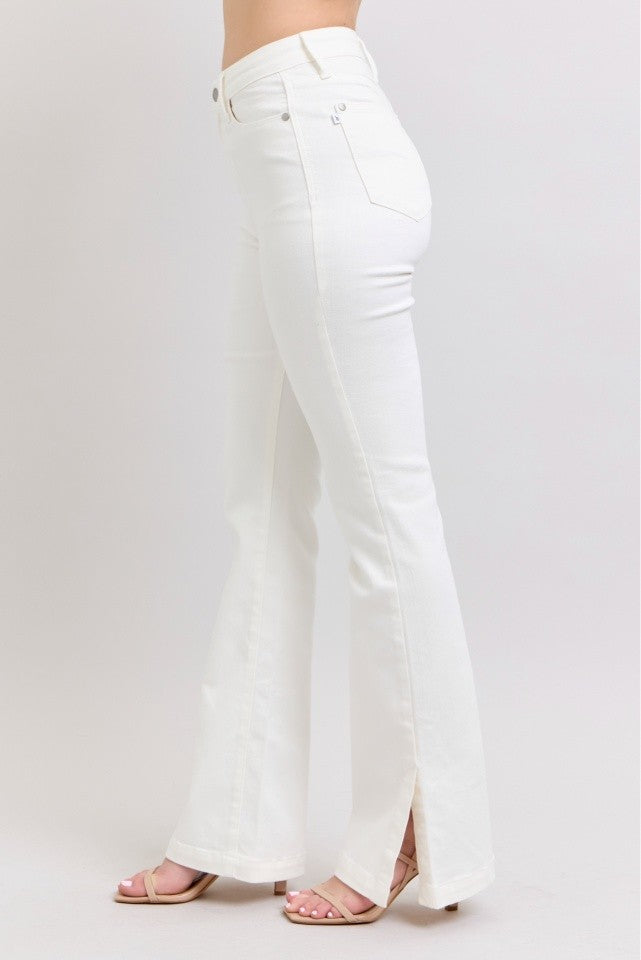 Judy Blue White Side Slit Slim Bootcut Jeans - Image 5