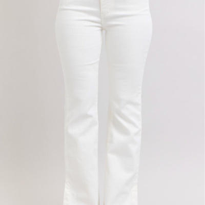 Judy Blue White Side Slit Slim Bootcut Jeans - Image 7