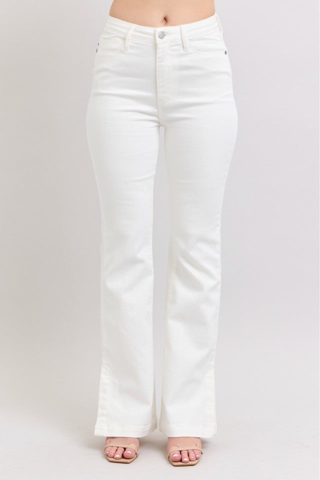 Judy Blue White Side Slit Slim Bootcut Jeans - Image 7
