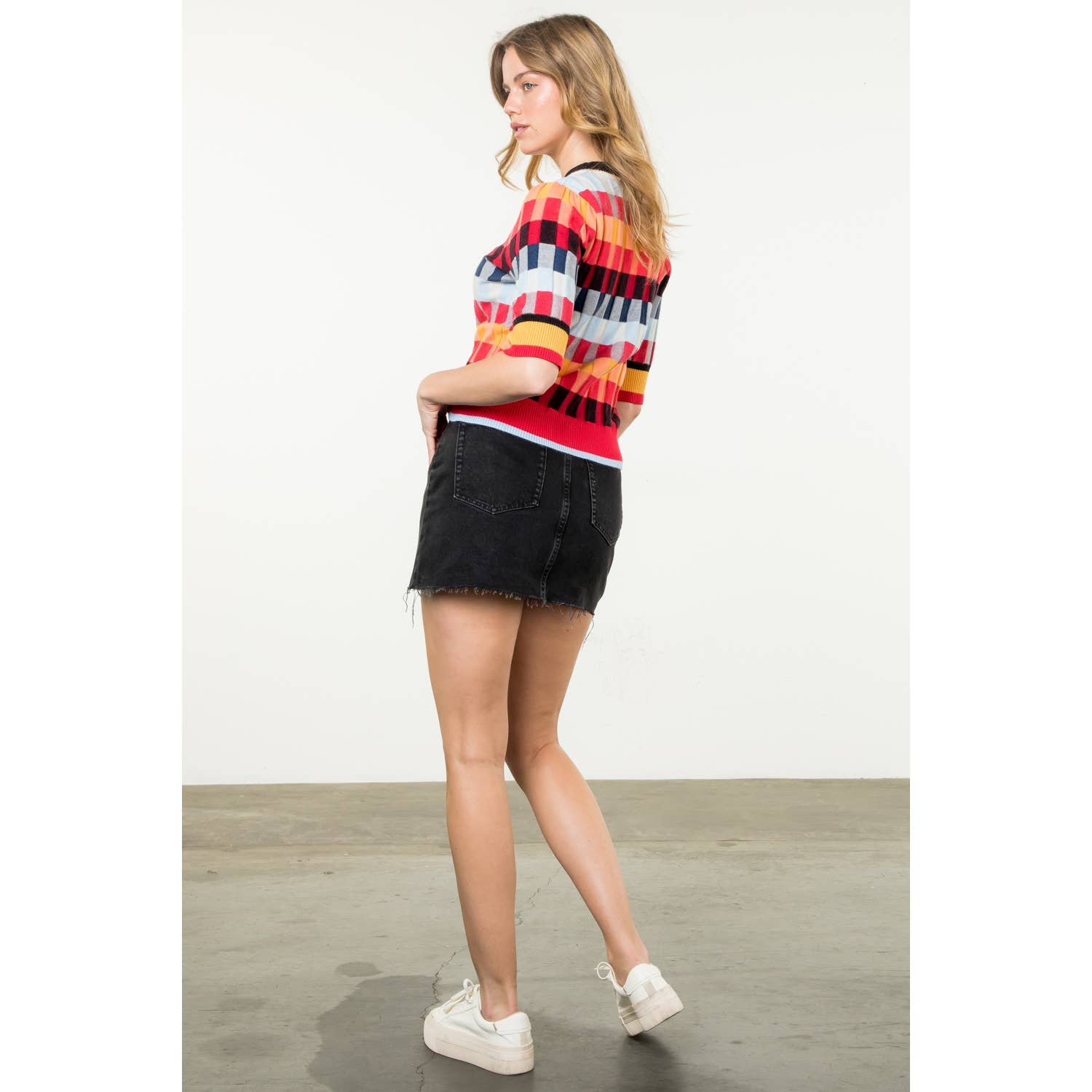 Michelle - Short Sleeve Textured Knit Top - Image 5