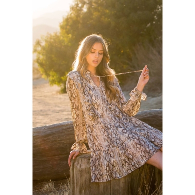 Vera-Snake Print Ruffle Dress - Image 13