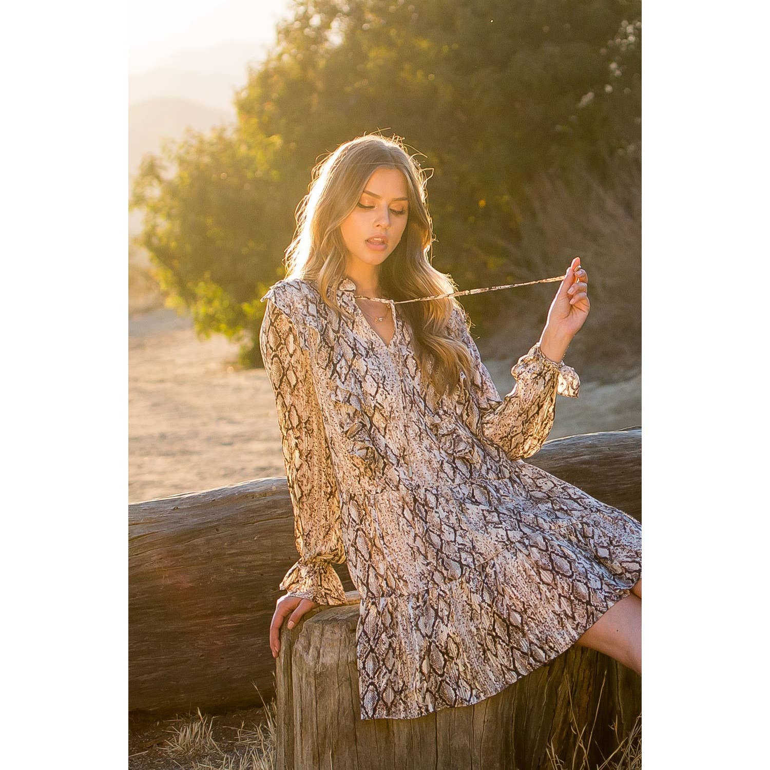 Vera-Snake Print Ruffle Dress - Image 13