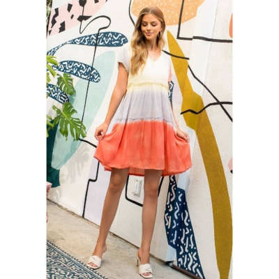 Stella -Tie Dye Tiered Flutter Dress - Image 3