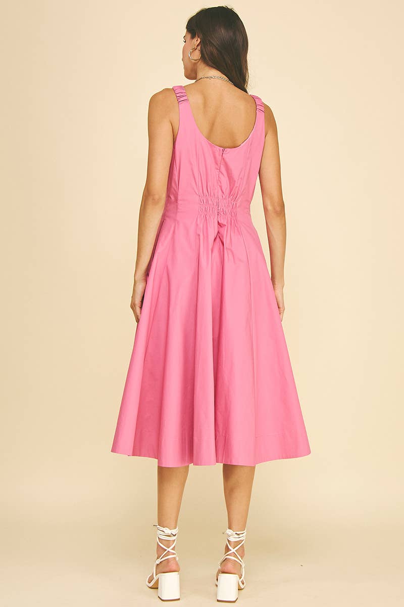 LISSETTE- FITTED BODICE FLARED MIDI DRESS - Image 6