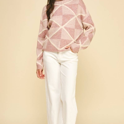 Maxine - Diamond Pattern Turtle Neck Sweater - Image 6