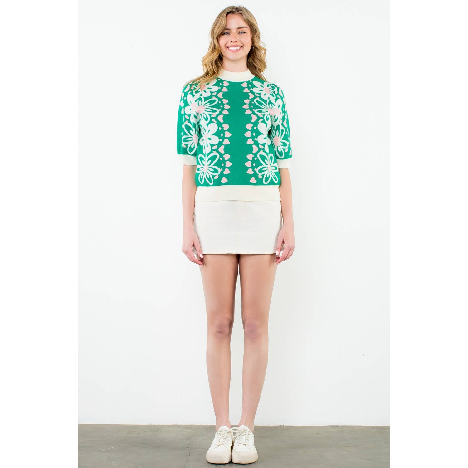 Brynn - Flower Knit Sweater Top - Image 5