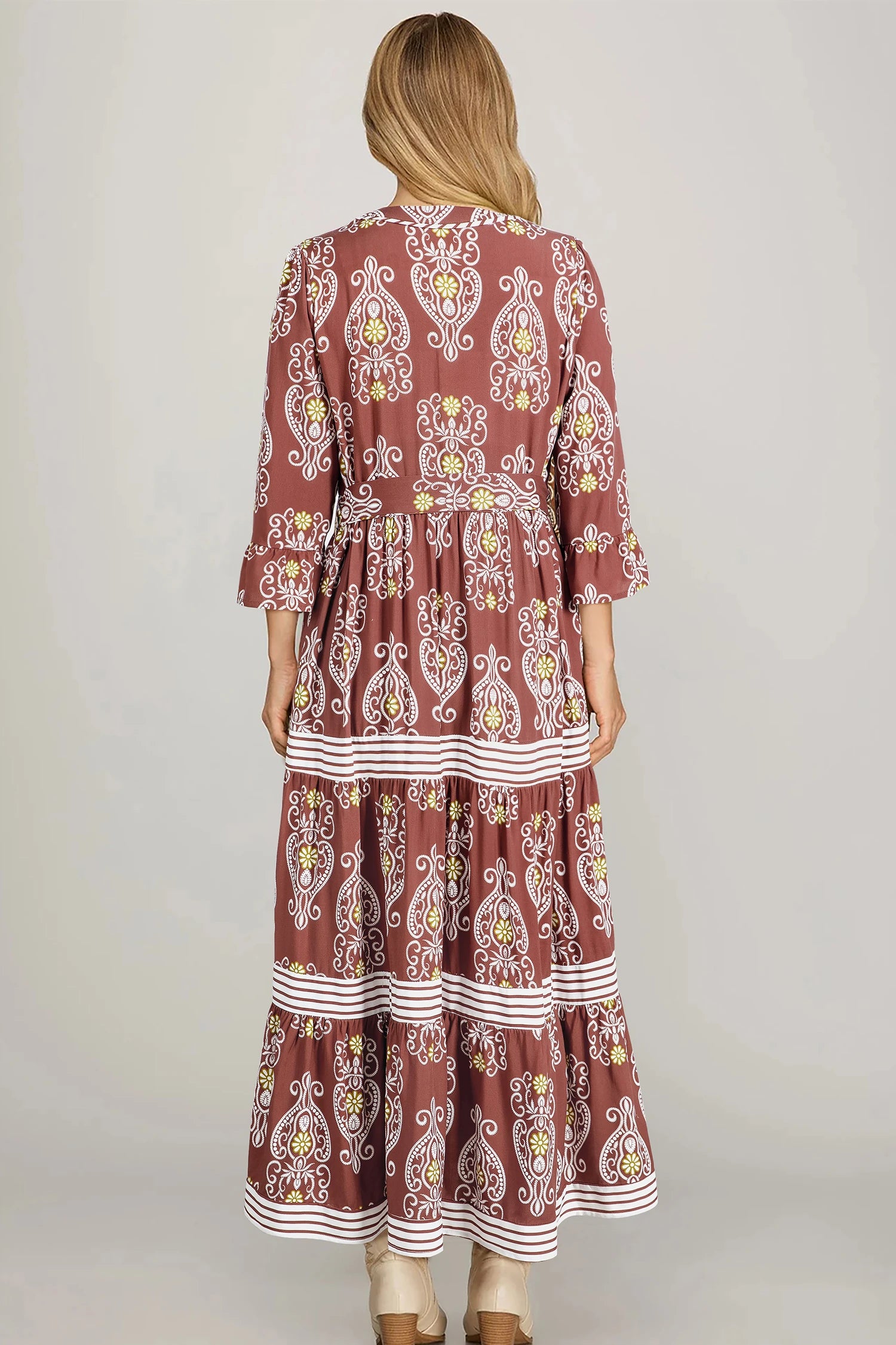 Holly - Brown Floral Tiered Maxi Dress - Image 2