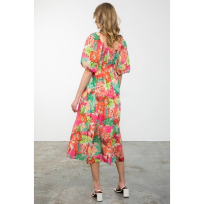 Massey - Puff Sleeve Floral Print Midi Dress - Image 5