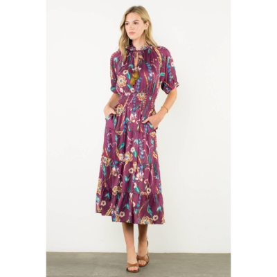 Presley-Smocked Waist Tassel Floral Maxi Dress - Image 7