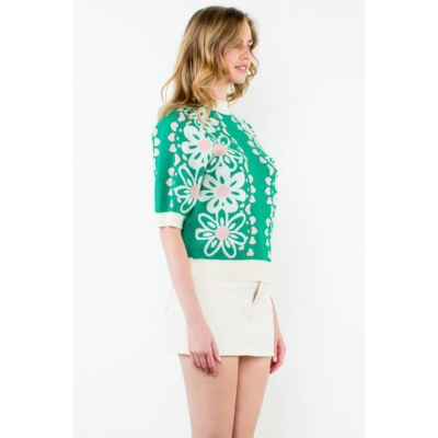 Brynn - Flower Knit Sweater Top - Image 7
