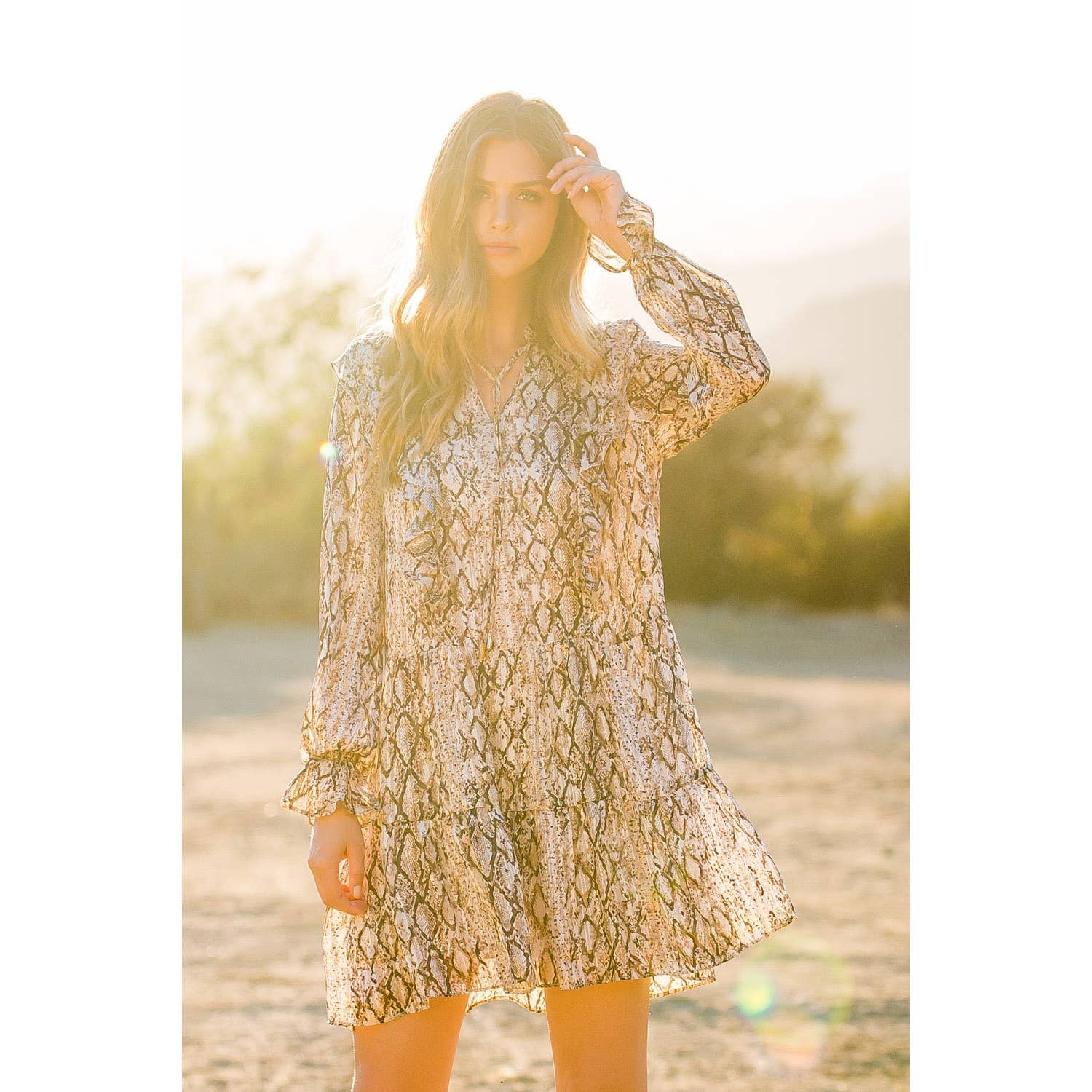 Vera-Snake Print Ruffle Dress - Image 5