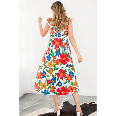 Marlow-Floral Print Tiered Midi Dress - Image 5