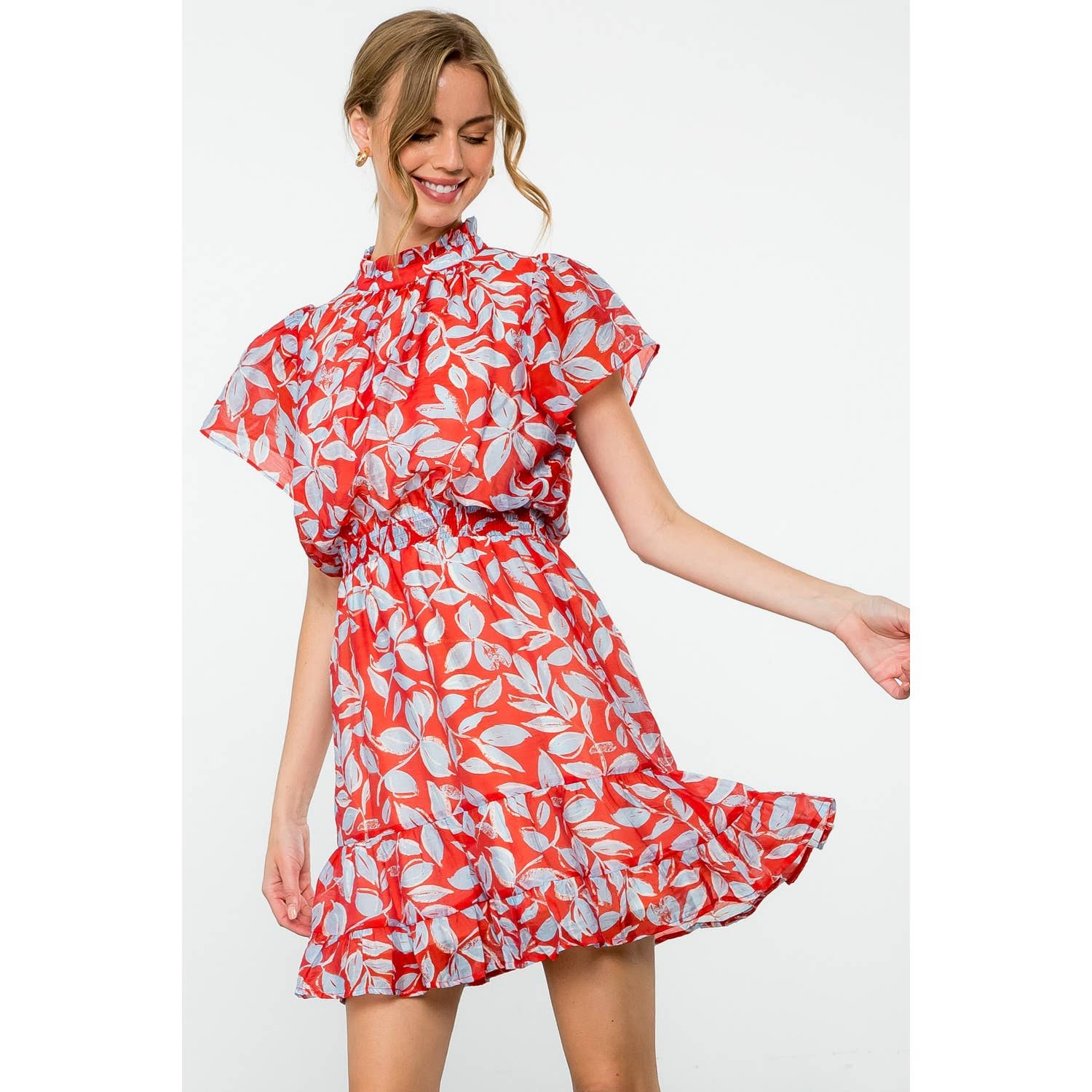 Rowena-Flutter Sleeve Print Dress - Image 10